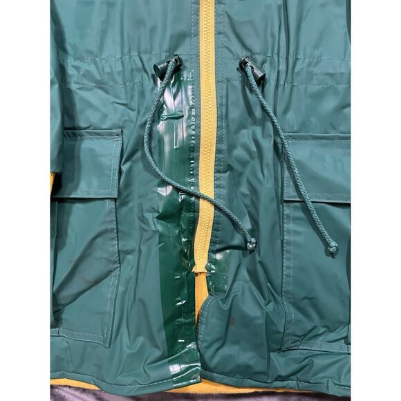 Vintage Green Bay Packers Game Day Jacket XL Hooded Rain Coat Yellow Lining - Picture 5 of 13